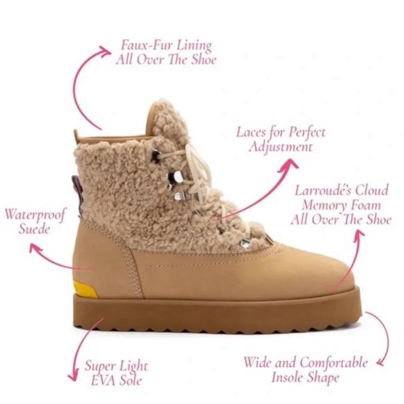 Larroude Vail Faux Fur Waterproof Boots Women’s Size 9 - Picture 3 of 16